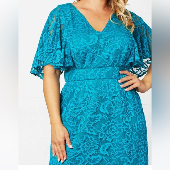 New without tags $288 2X Kiyonna duchess gown dress topaz teal - Picture 4 of 5